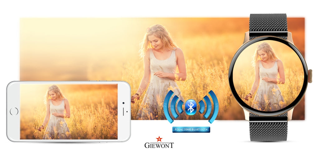 Smartwatch Damski GIEWONT Różowe Złoto Czarny GW330-4