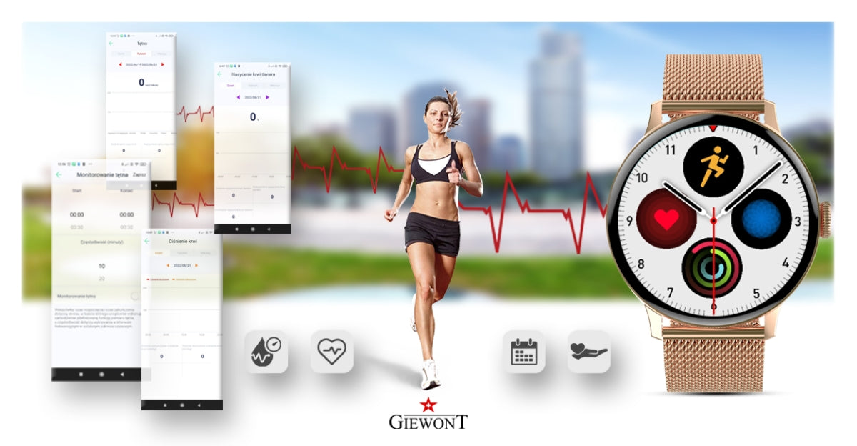 Smartwatch Damski GIEWONT Różowe Złoto GW330-1