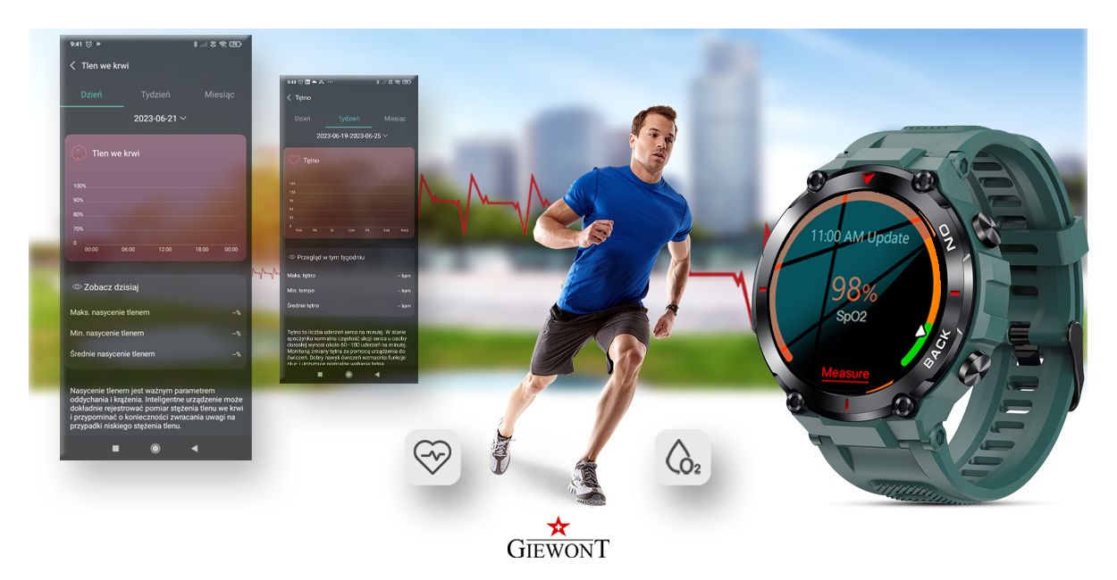 Smartwatch GIEWONT Pionier GPS GW460-2 - Sea Green