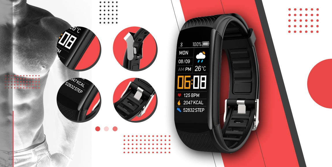 Smartwatch GIEWONT Czarno Czerwony 2 Paski GW200-1