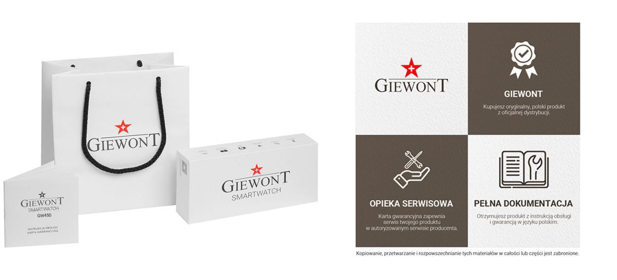 Smartwatch GIEWONT Vertex SmartCall GW450-5 Silver/Carbon Leather