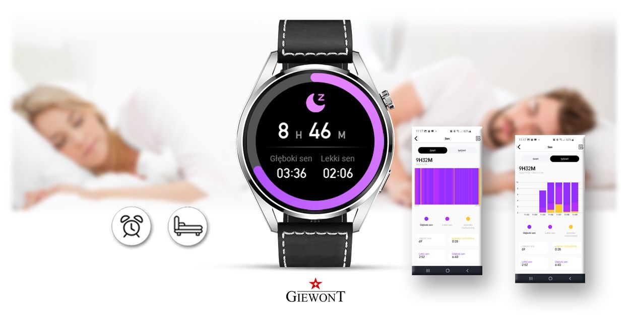 Smartwatch GIEWONT Vertex SmartCall GW450-5 Silver/Carbon Leather
