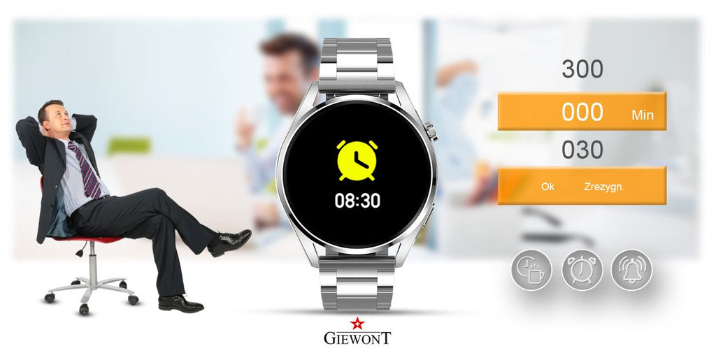 Smartwatch GIEWONT Vertex SmartCall GW450-4 Silver/Carbon Silikon