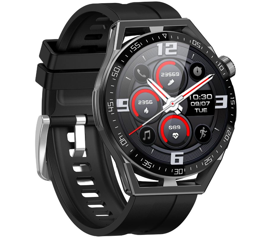 Smartwatch  Rubicon RNCE88-1 Czarny- Czarny Pasek Silikonowy + Czarny Pasek Skórzany