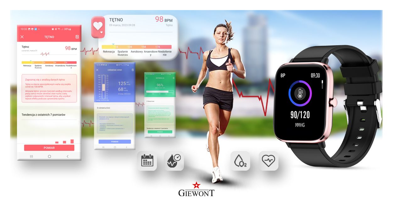 Smartwatch Giewont Różowo-Czarny GW230-3