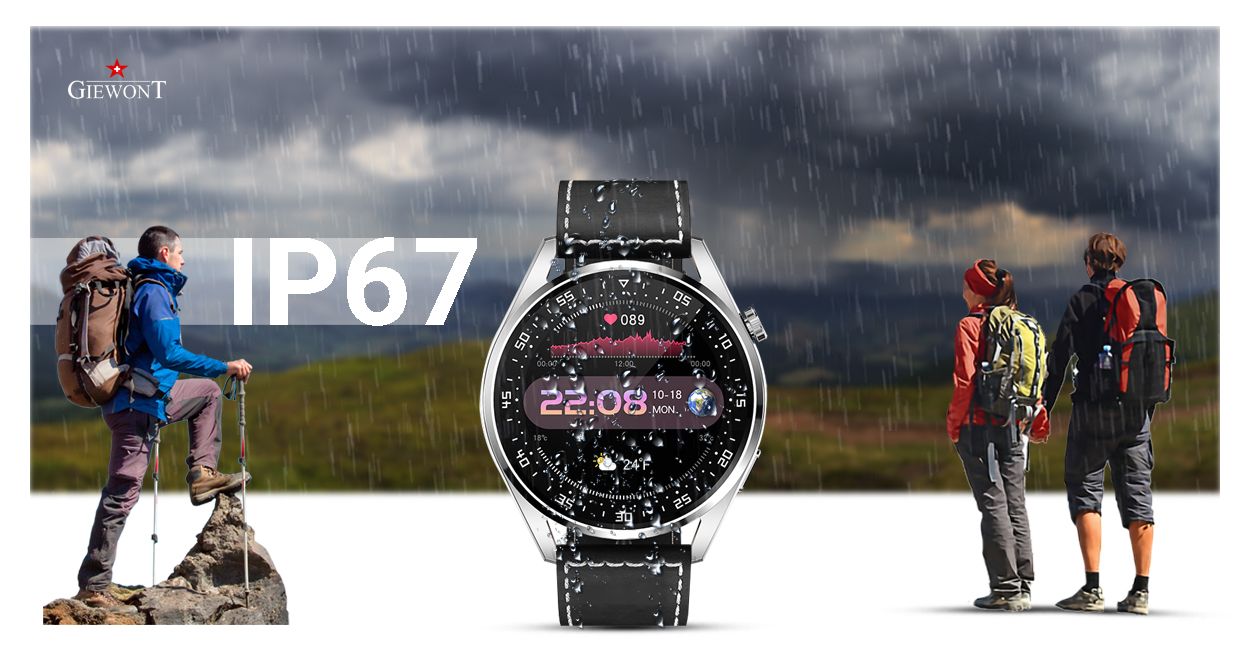 Smartwatch GIEWONT Vertex SmartCall GW450-5 Silver/Carbon Leather