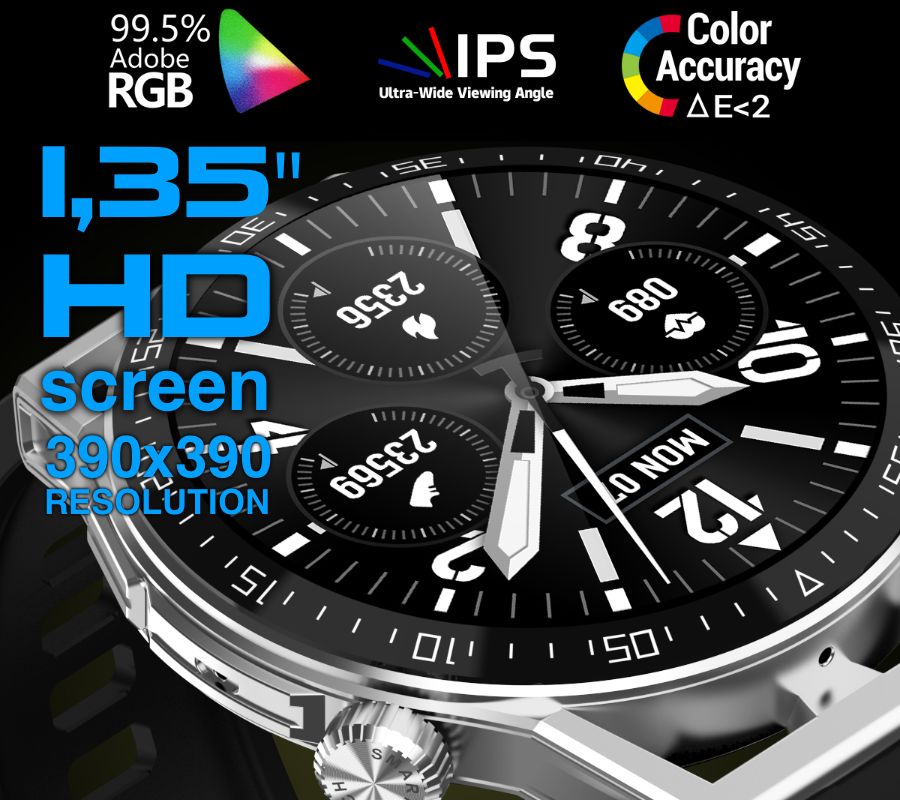 Smartwatch  Rubicon RNCE88-2 Czarny- Czarny Pasek Silikonowy + Czarna Bransoleta