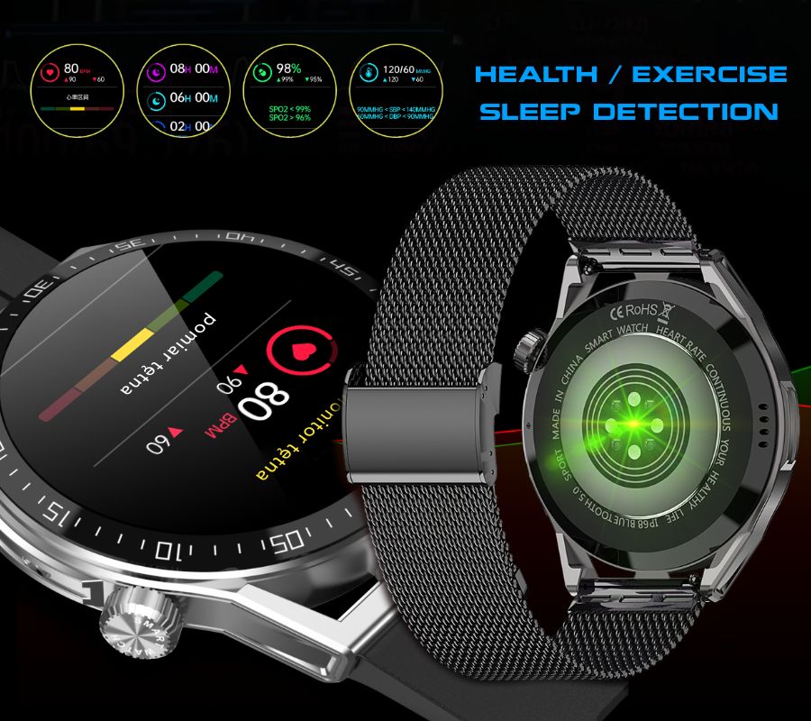 Smartwatch  Rubicon RNCE88-2 Czarny- Czarny Pasek Silikonowy + Czarna Bransoleta