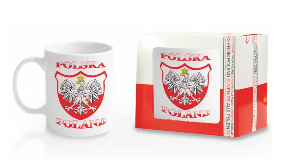 kubek ceramiczny biały  Polska  orzeł na godle