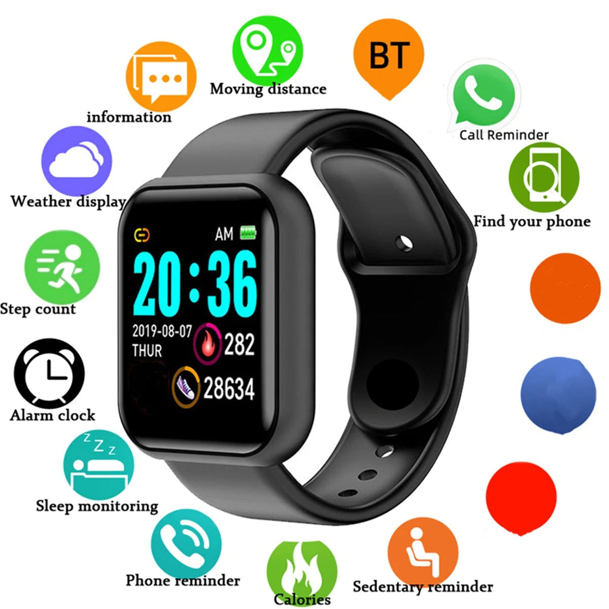 Smartwatch CHAONB Y68 - Kompaktowy Fitness Tracker Pulsometr