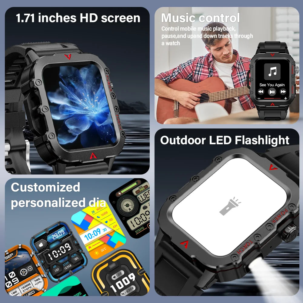Smartwatch LAXASFIT Q11 - Latarka LED Bluetooth Pulsometr