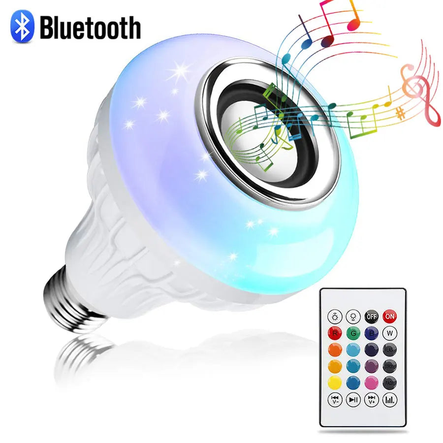 Inteligentna Żarówka LED RGB 12W E27 z Głośnikiem Bluetooth i Pilotem
