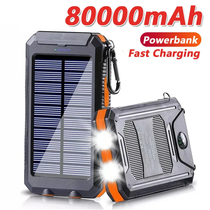 Solarny Powerbank 80000mAh z Mocną Latareką LED i Kompasem - Outdoor