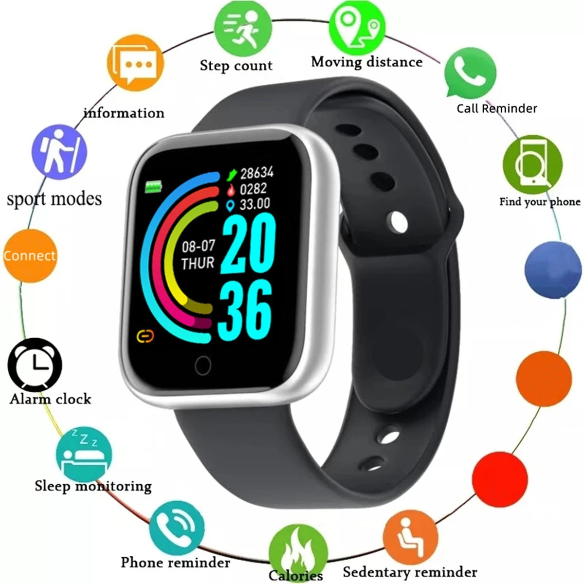 Smartwatch CHAONB Y68 - Kompaktowy Fitness Tracker Pulsometr