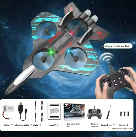 Zdalnie Sterowany Myśliwiec 2.4G z LED - Piankowy Szybowiec Kaskaderski