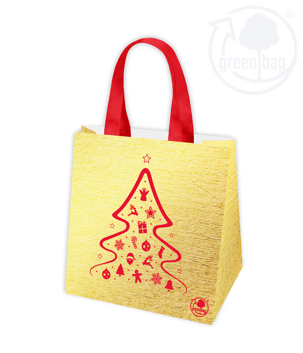 torba PP 34X34X18cm CHOINKA ZŁOTA