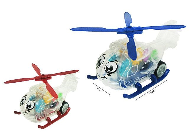 helikopter przeźroczysty zębatki 15cm ze światłem