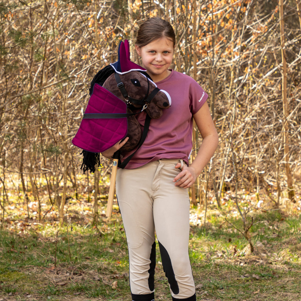 Zestaw Skippi - Hobby Horse Gniady - Derka i nauszniki - fuksja i granat