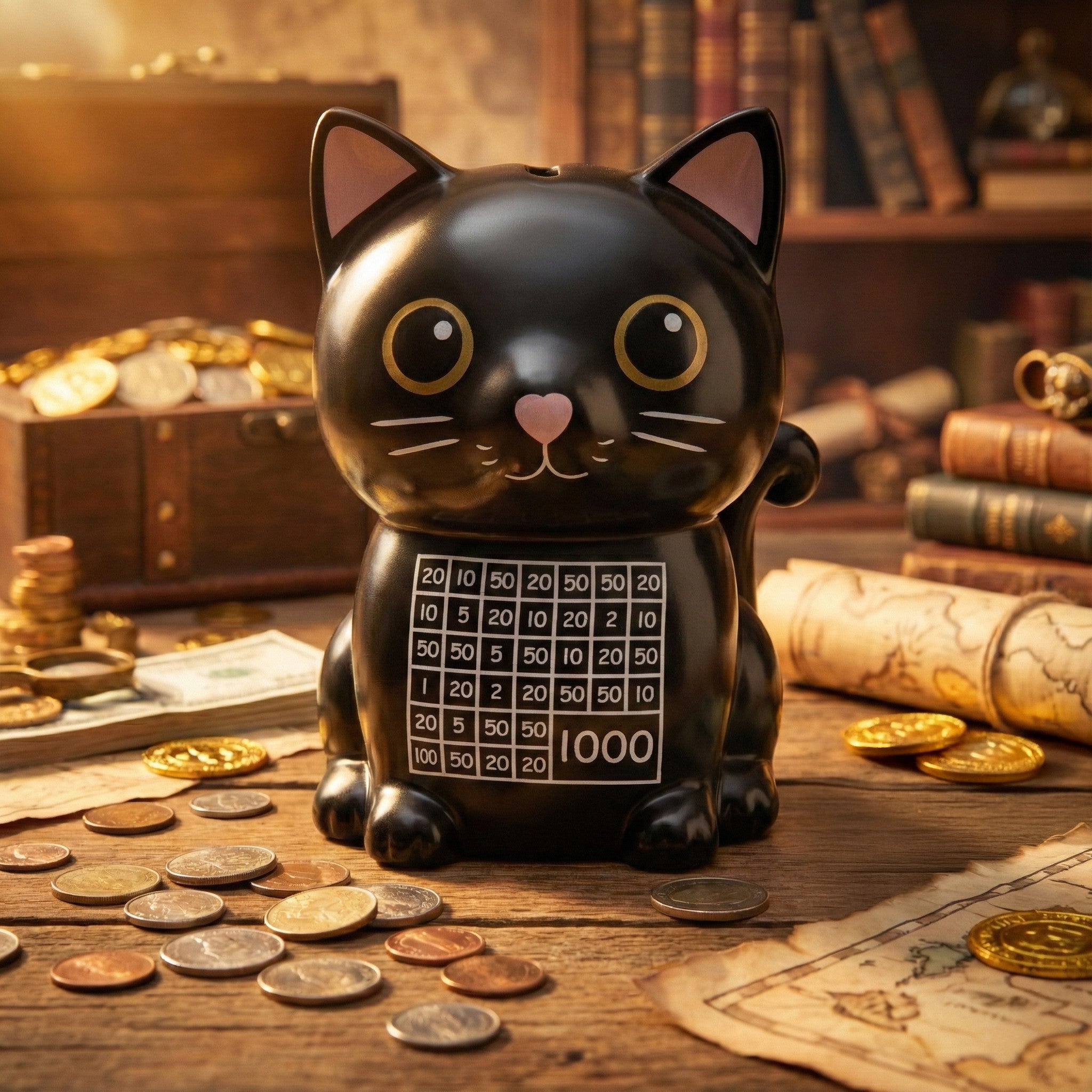 Skarbonka wykreślana Kotek - uczy oszczedzania motywuje - wyzwanie cel 1000