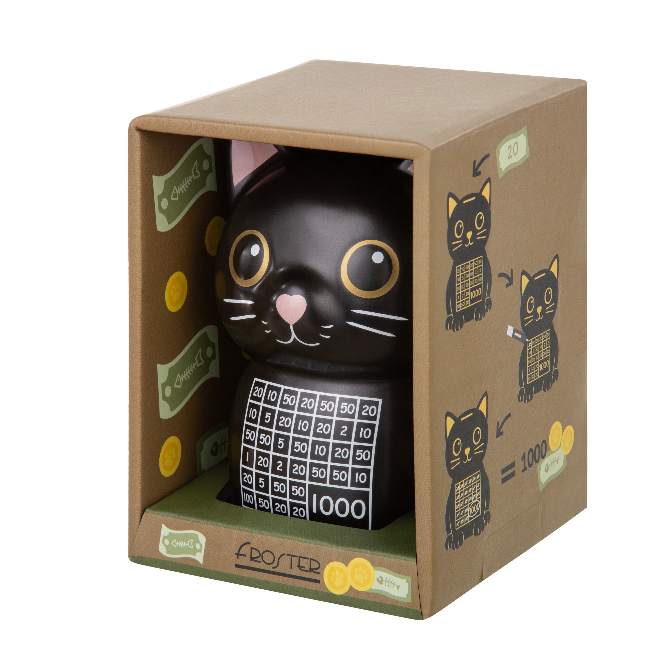 Skarbonka wykreślana Kotek - uczy oszczedzania motywuje - wyzwanie cel 1000